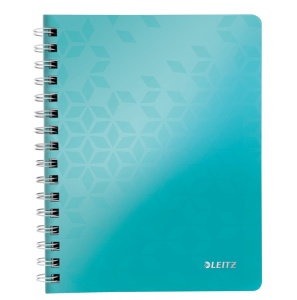 Caiet cu spirala A5, 80 file, matematica, turcoaz, LEITZ WOW