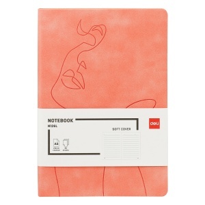 Caiet de birou A5, 96 file, 80g/mp, coperta piele, dictando, piersica, DELI