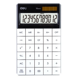 Calculator de birou cu 12 digiti, alb, DELI 1589 - Img 2