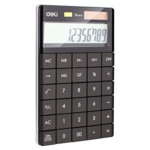Calculator de birou cu 12 digiti, negru, DELI 1589