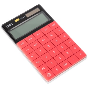 Calculator de birou cu 12 digiti, rosu, DELI 1589 - Img 2