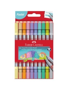 Carioci cu 2 capete, 10 culori/set pastel, FABER-CASTELL