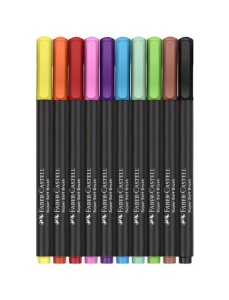 Carioci cu varf pensula, 10 culori/set, Black Edition FABER-CASTELL - Img 4
