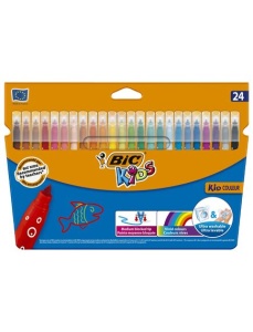 Carioci ultralavabile, 24 culori/set, BIC Kid Couleur