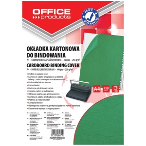 Coperta carton imitatie piele A4, 250 g/mp, 100 buc/set, verde, OFFICE PRODUCTS