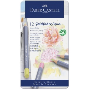 Creioane colorate acuarela FABER-CASTELL Goldfaber Aqua Pastel, 12 culori/set - Img 2