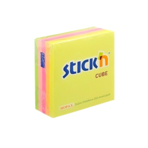 Cub notes autoadeziv 51x51 mm, 250 file, 5 culori neon, STICK'N