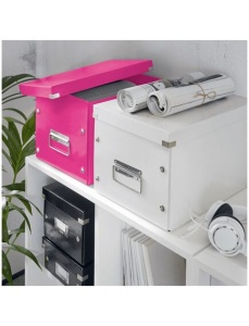 Cutie depozitare mare, 320x310x360 mm, carton, roz, LEITZ WOW Click&Store Cub - Img 3