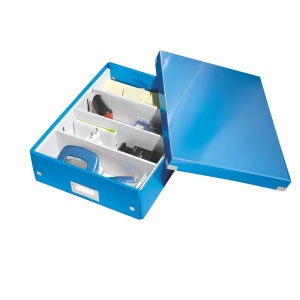 Cutie organizare medie, 280x100x370 mm, carton, albastru, LEITZ WOW Click&Store - Img 2