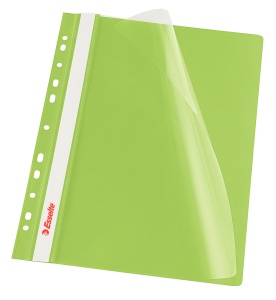 Dosar de plastic, cu sina si multiperforatii, 10 buc/set, verde, ESSELTE