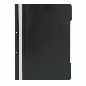 Dosar plastic cu sina si gauri, 25 buc/set, negru