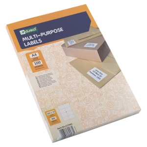 Etichete autocolante albe, 8/A4, 105 x 74mm, 100 coli/top, D.RECT