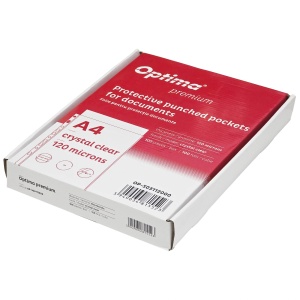 File protectie cristal, A4, 120 microni, 100 buc/set, OPTIMA Premium