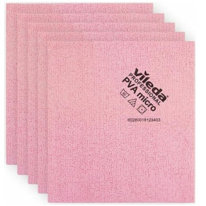 Laveta microfibra, 38x35 cm, 5 buc/set, rosu, PVA Micro VILEDA Professional