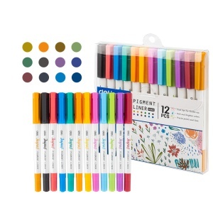 Liner pigment 2 capete 0.5/1 mm, 12 buc/set, DELI Inspira