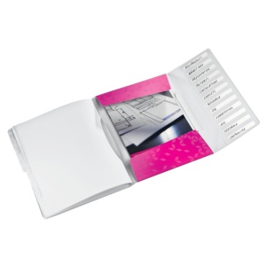 Mapa plastic cu 12 separatoare, A4, 200 coli, roz, LEITZ WOW - Img 2