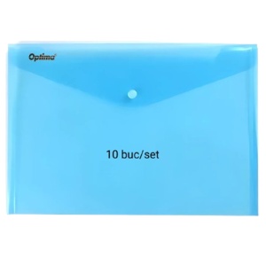 Mapa plastic, cu capsa, A4, albastru, 10 buc/set, OPTIMA