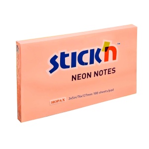Notes autoadeziv 76x127 mm, 100 file/set, corai neon, STICK'N