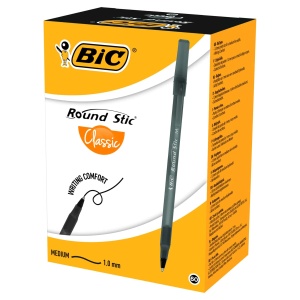 Pix fara mecanism Round Stic BIC, 60 buc/cutie, negru
