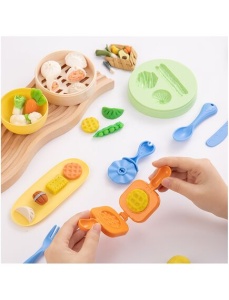 Plastilina 6 culori/set, 240 g, cu 14 accesorii modelaj, Pizza, Pasta and Veggie Party, DELI - Img 3