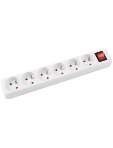Prelungitor 6 prize, intrerupator, cablu 5 m, OFFICE PRODUCTS