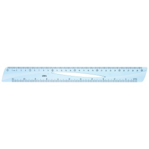 Rigla plastic 30 cm, albastru, DELI