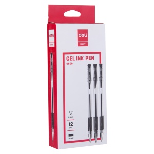 Roller cu gel, 0.5 mm, negru, DELI 6600 - Img 3