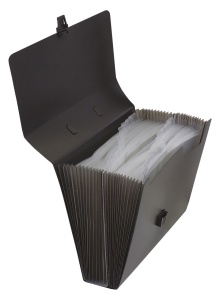 Servieta documente, plastic, cu burduf, 24 compartimente, negru, DONAU - Img 2
