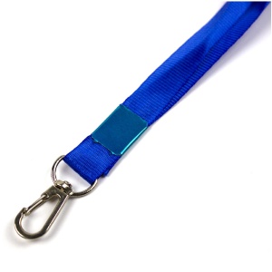 Snur textil pentru ecuson 1.5 cm, cu carabina, albastru, 100 buc/set