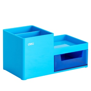 Suport accesorii birou, 4 compartimente, albastru, DELI Rio