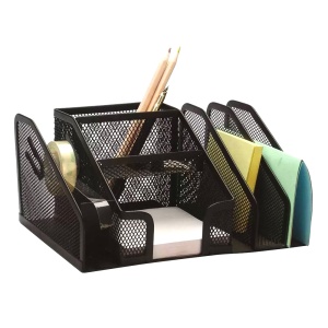 Suport accesorii birou, 6 compartimente, negru, MESH