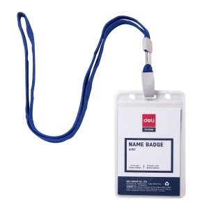 Suport ecuson vertical, cu clips si snur, 70x105 mm, DELI