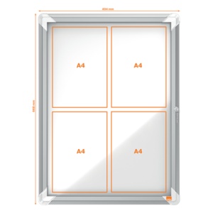 Avizier magnetic pentru interior, 4 x A4, carcasa metalica, NOBO - Img 5