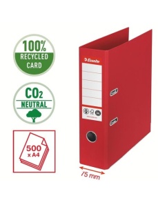 Biblioraft A4 carton reciclat, 7.5 cm, rosu, ESSELTE NO. 1 Power - Img 2