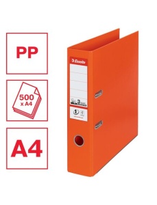 Biblioraft A4 plastifiat PP/PP, 7.5 cm, portocaliu, ESSELTE NO. 1 Power - Img 4