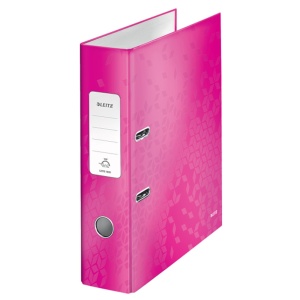 Biblioraft carton laminat, A4, 8 cm, roz, LEITZ WOW 180