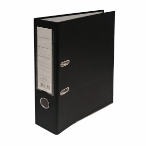 Biblioraft plastifiat A4, 7.5 cm, negru