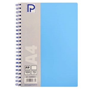 Caiet cu spirala A4, 100 file, coperta plastic, dictando, PAPERLAND - Img 2
