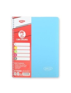 Caiet cu spirala A4, 200 file, 5 separatoare, coperta plastic, DACO - Img 9