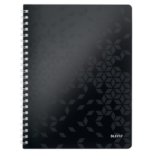 Caiet cu spirala A4, 80 file, dictando, negru, LEITZ WOW