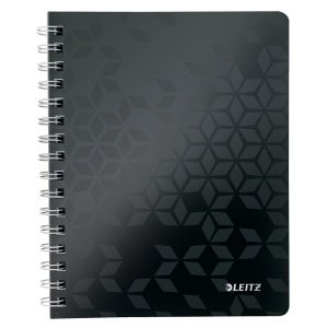 Caiet cu spirala A5, 80 file, dictando, negru, LEITZ WOW