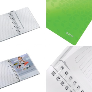 Caiet cu spirala A5, 80 file, dictando, verde, LEITZ WOW - Img 3