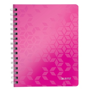 Caiet cu spirala A5, 80 file, matematica, roz, LEITZ WOW