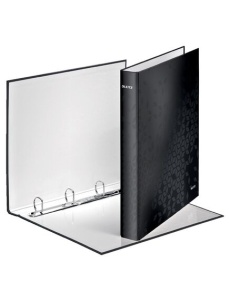 Caiet mecanic A4, 4 inele 25 mm, negru, LEITZ WOW