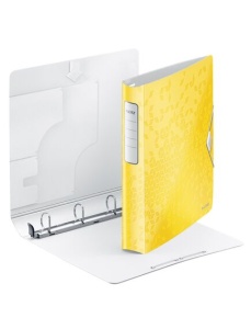 Caiet mecanic A4, 4 inele 30 mm, galben, Active SoftClick LEITZ WOW - Img 3