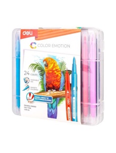Carioci pensula cu doua capete, 24 culori/set, DELI