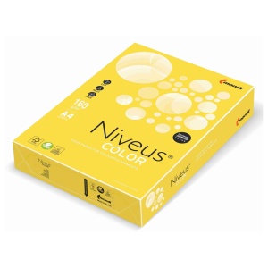 Carton colorat A4, 160 g/mp, 250 coli/top, galben intens, NIVEUS