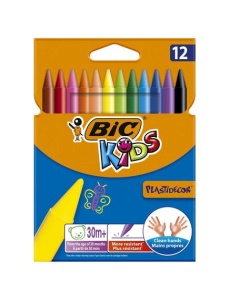 Creioane cerate, 12 culori/set, Kids Plastidecor BIC