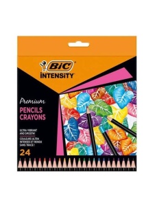 Creioane colorate, 24 culori/set, Intensity Premium BIC