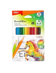 Creioane colorate plastic, 18 culori/set, DELI